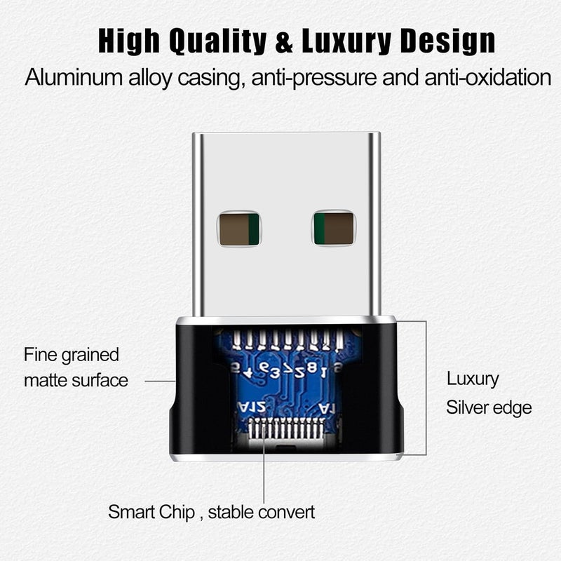 COUPLING USMILE USB to USB C Adapter 4 Packs for iPhone Fast Charging, Transfer and Type C OTG Convert. USBC to A Compatible with iPhone 17/16/15 Plus Pro Max,iPad Pro Air 7/6/5 Almost USB Devices - Image 5